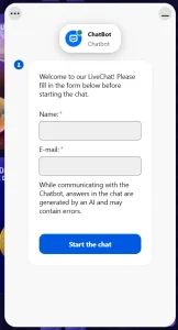 Spinogrino Casino Live Chat Formular mit Name und E-Mail Feld